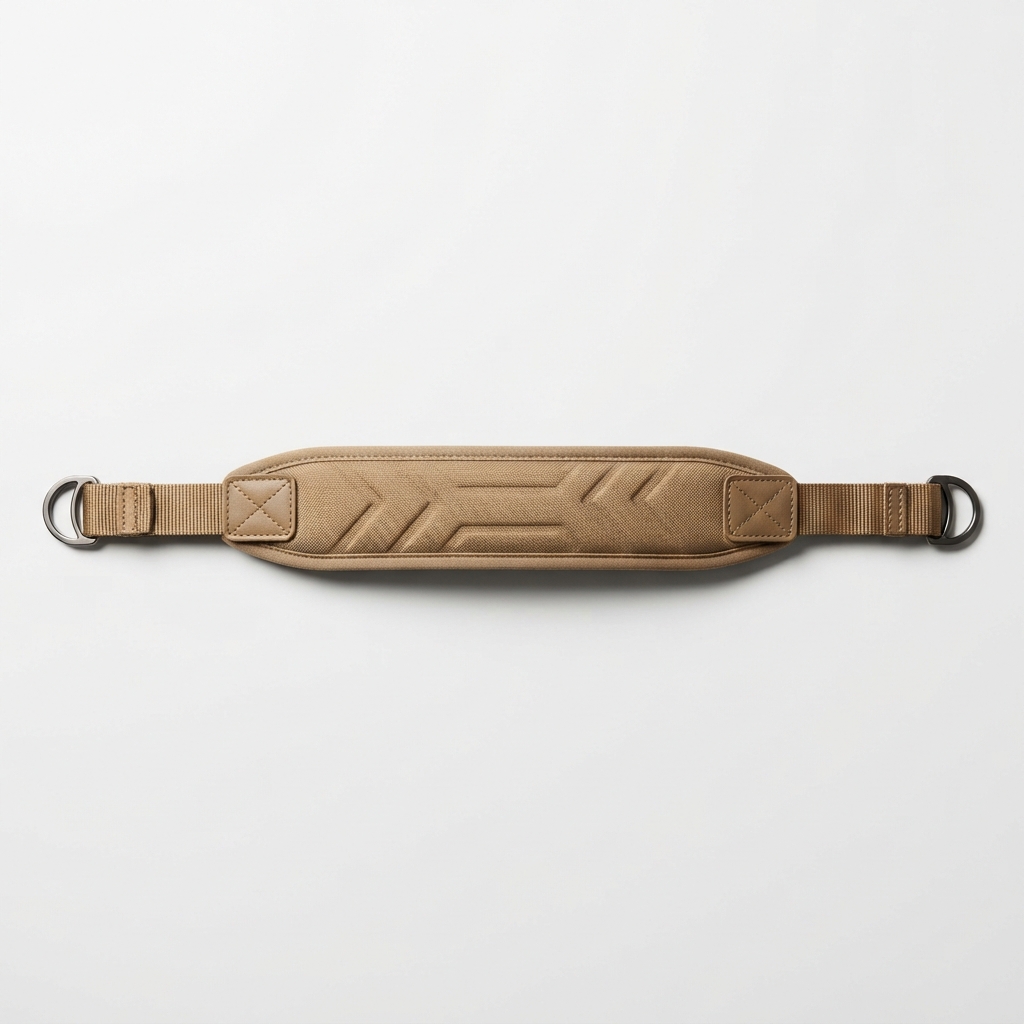 Soft sandybrown padded cotton camera strap