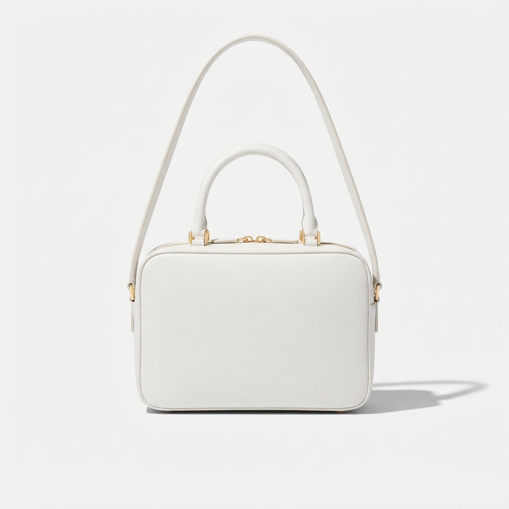 Ivory soft camera handbag with discreet interior padding