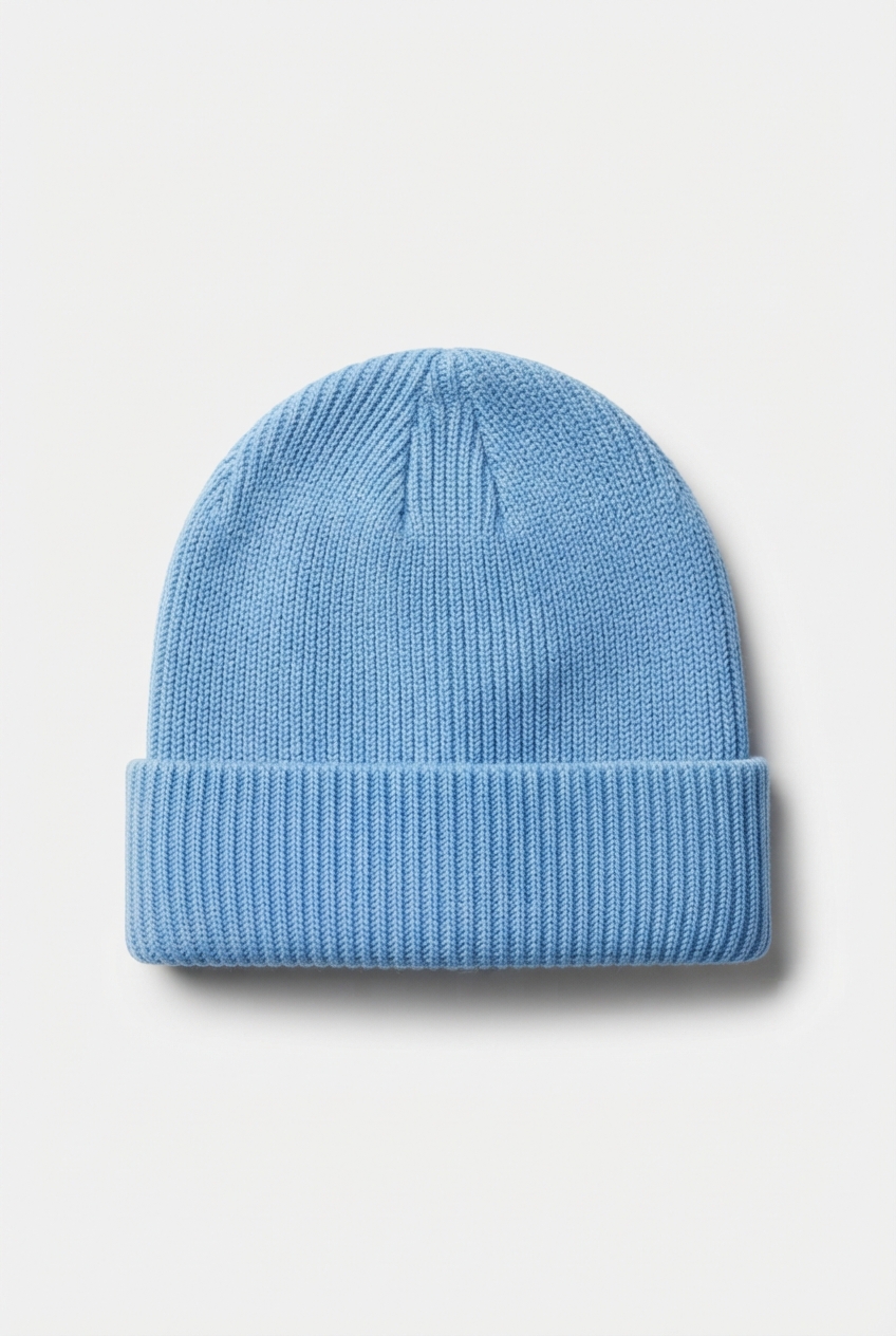 Lightblue kids knit beanie hat full product view