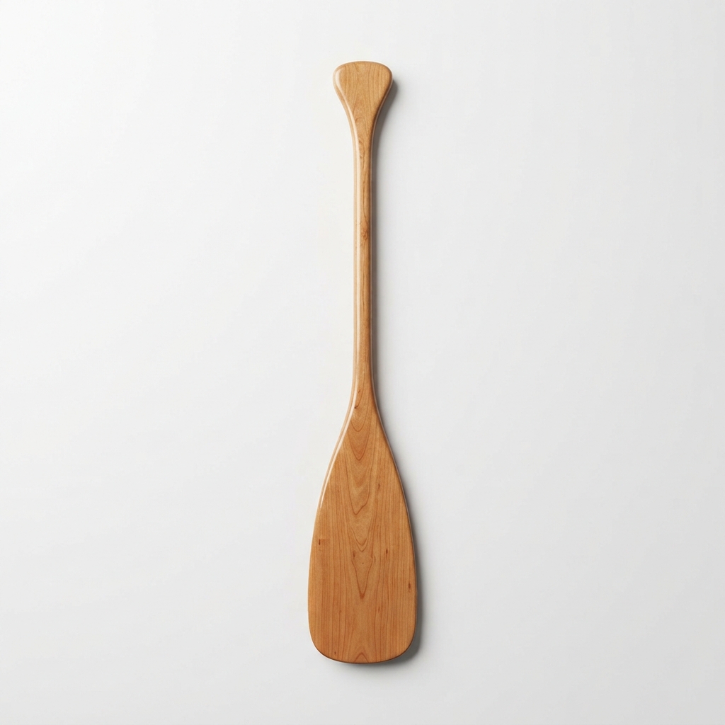 Burlywood wooden canoe paddle side view